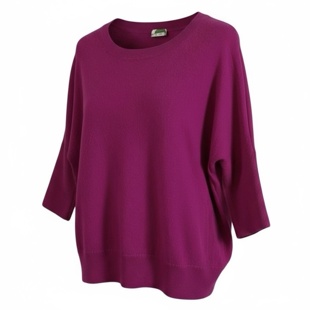 Anthropologie Sweater Size Large Wool Blend Hot Fuchsia Pink Dolman OB632704